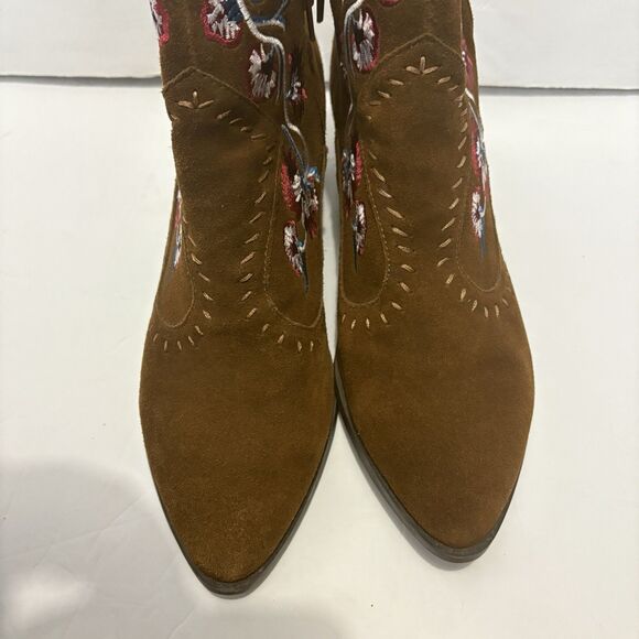 Carlos Santana Ankle Boots Women 9 Embroidered Floral Brown Multi Boho Western - Picture 5 of 11